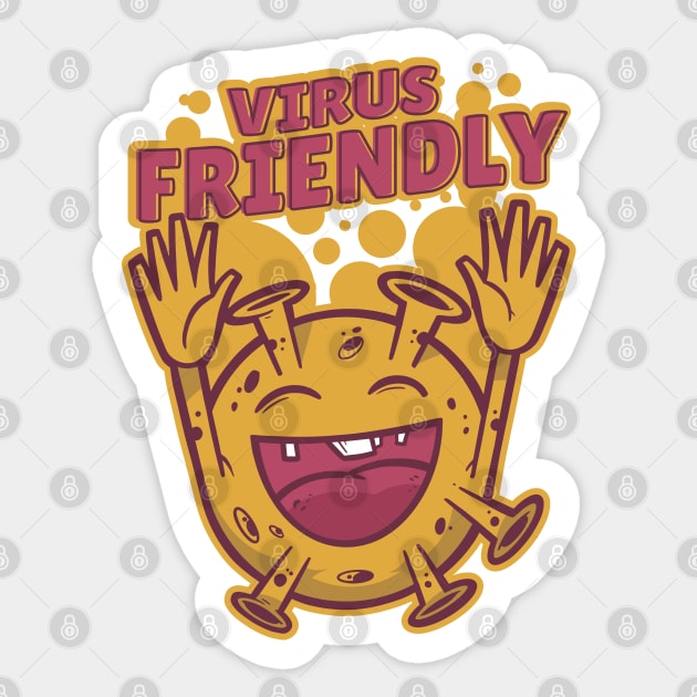 Virus Friendly Coronavirus Pandemic Covid 19 Design Sticker by Delicious Design